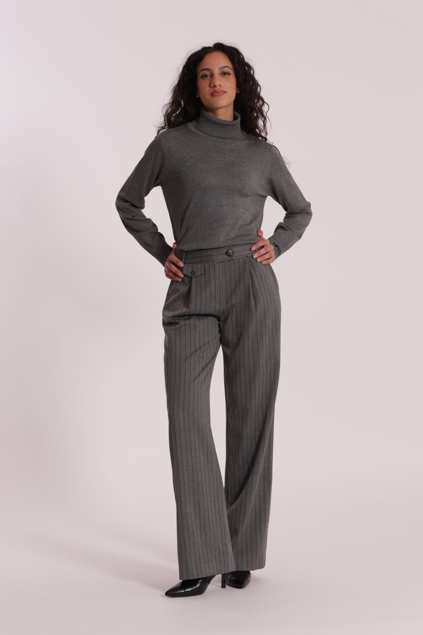 PANTALONE PALAZZO IN TESSUTO GESSATO