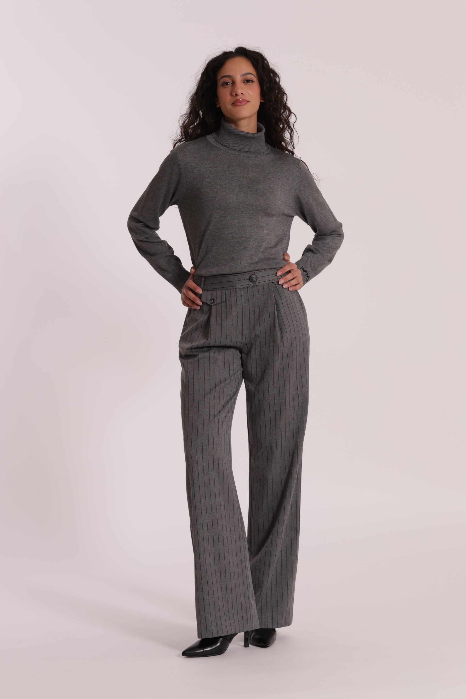 PANTALONE PALAZZO IN TESSUTO GESSATO