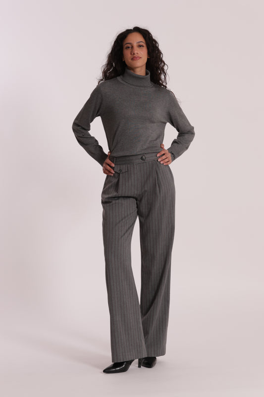 PANTALONE PALAZZO IN TESSUTO GESSATO