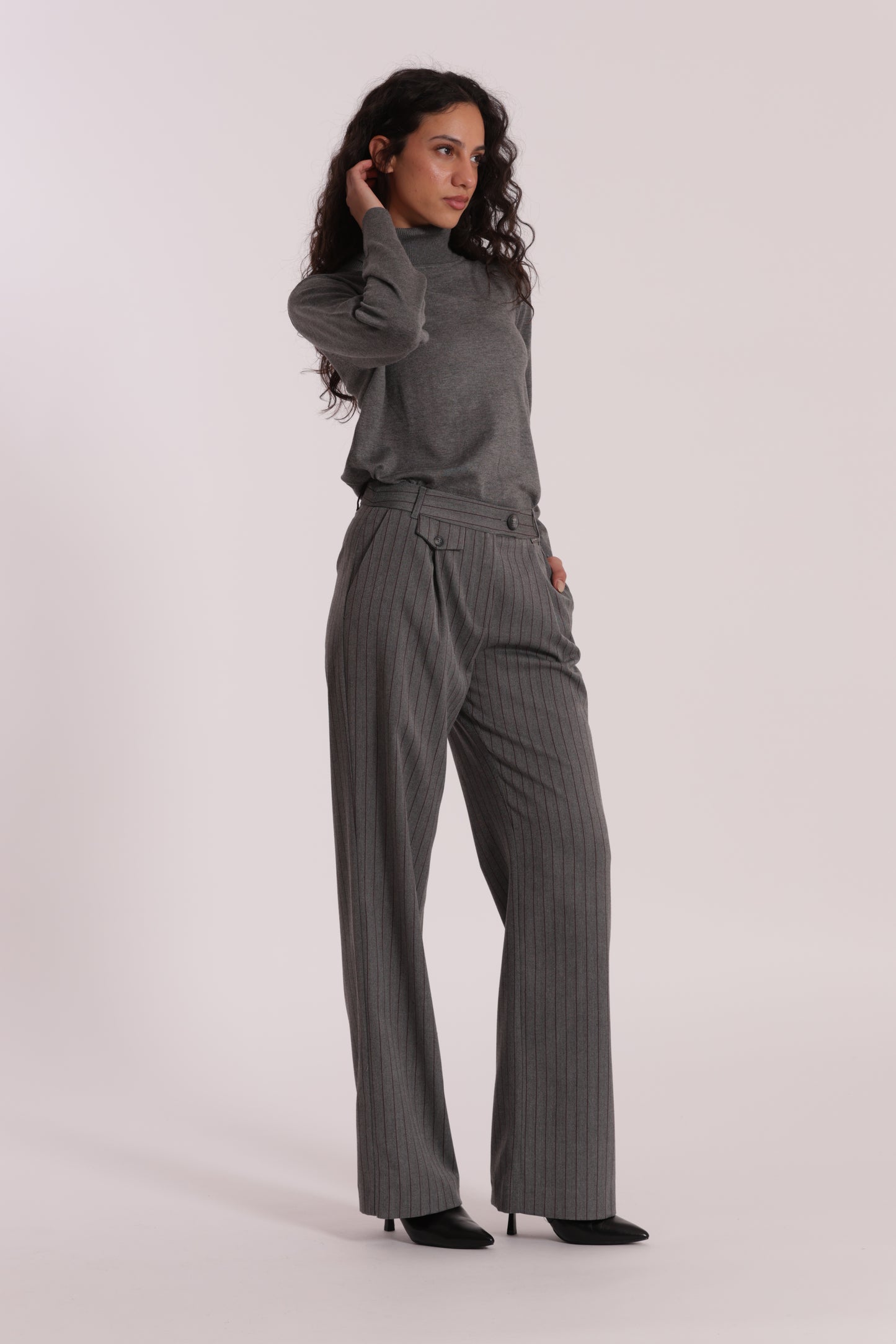 PANTALONE PALAZZO IN TESSUTO GESSATO
