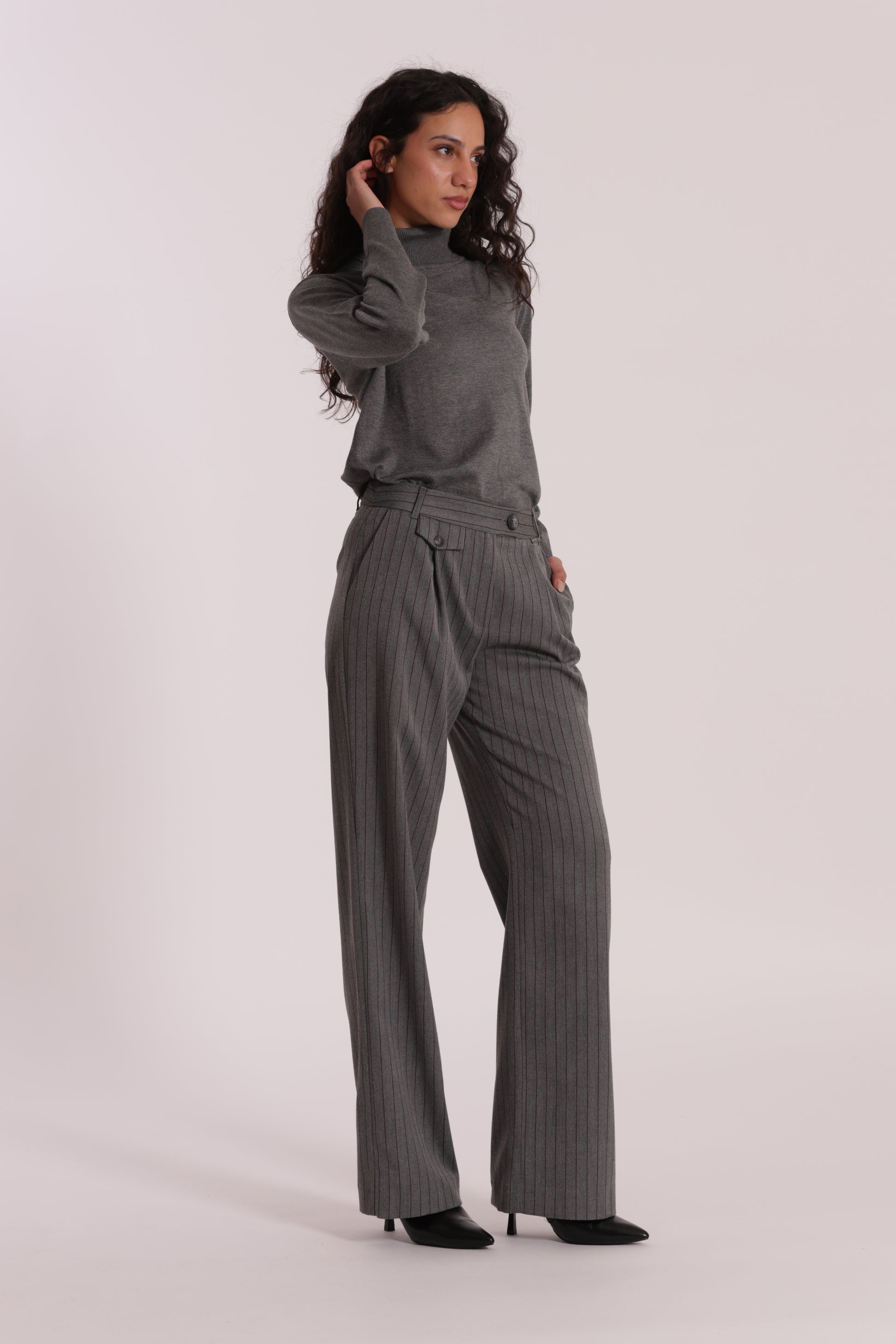 PANTALONE PALAZZO IN TESSUTO GESSATO