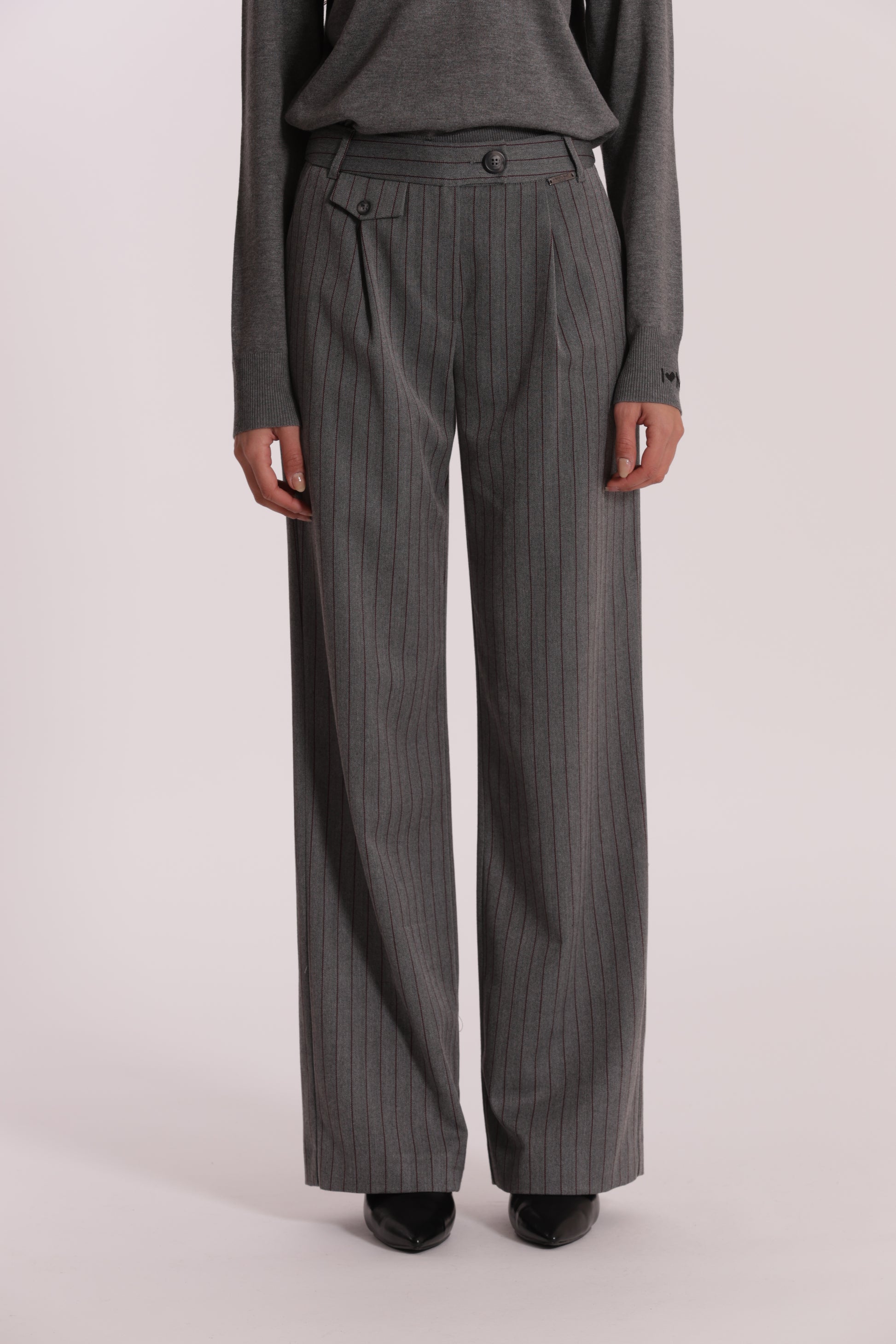 PANTALONE PALAZZO IN TESSUTO GESSATO