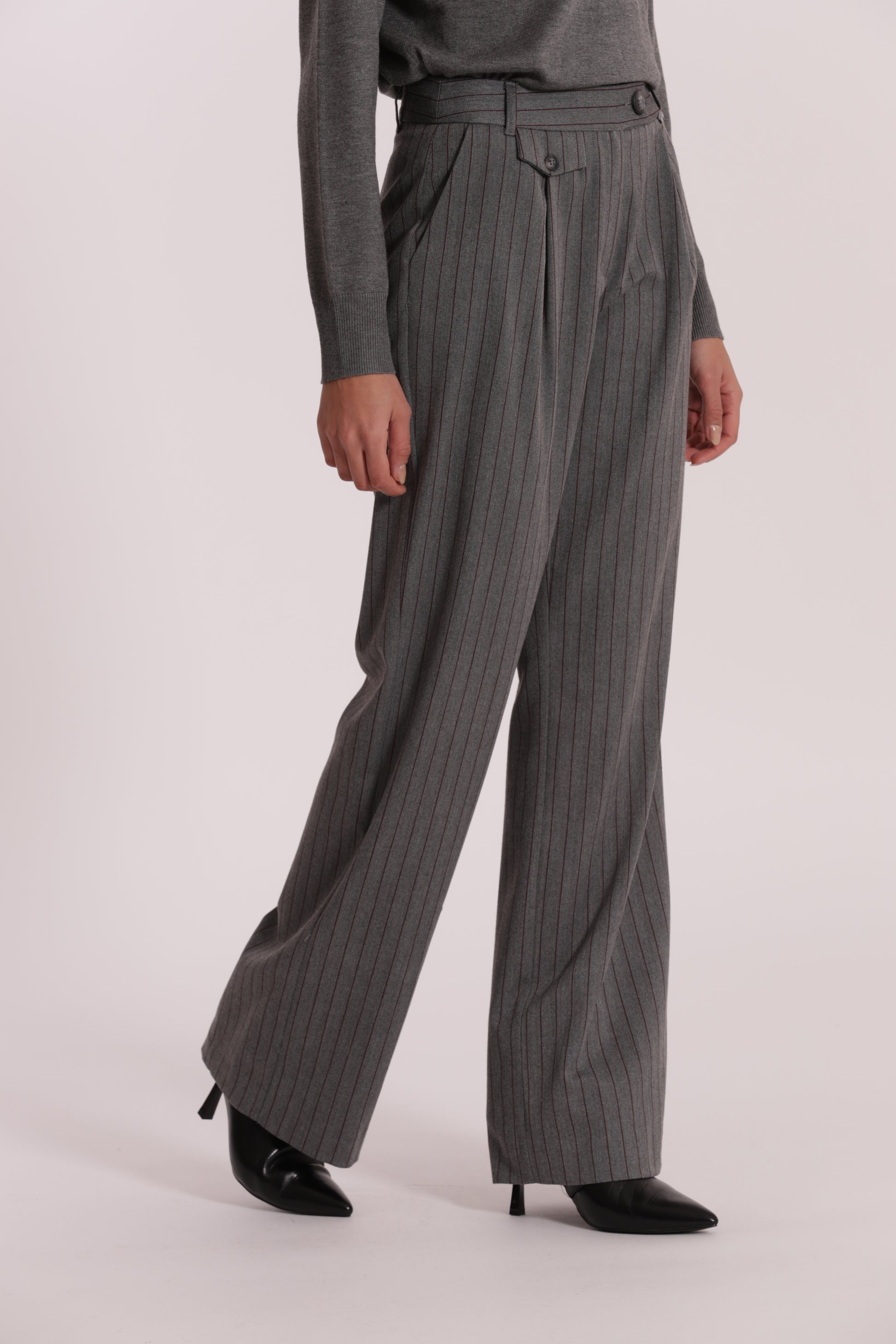 PANTALONE PALAZZO IN TESSUTO GESSATO