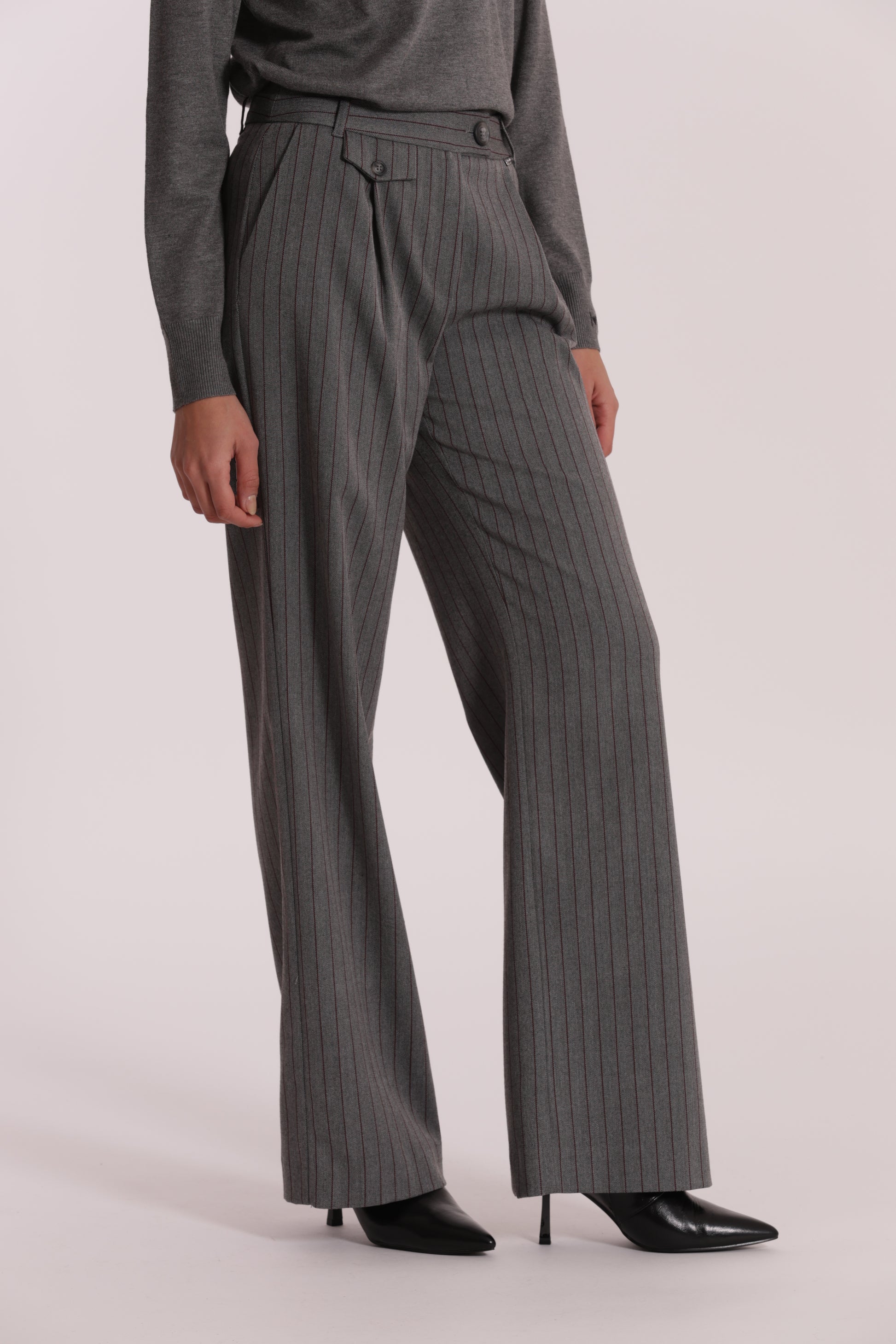 PANTALONE PALAZZO IN TESSUTO GESSATO