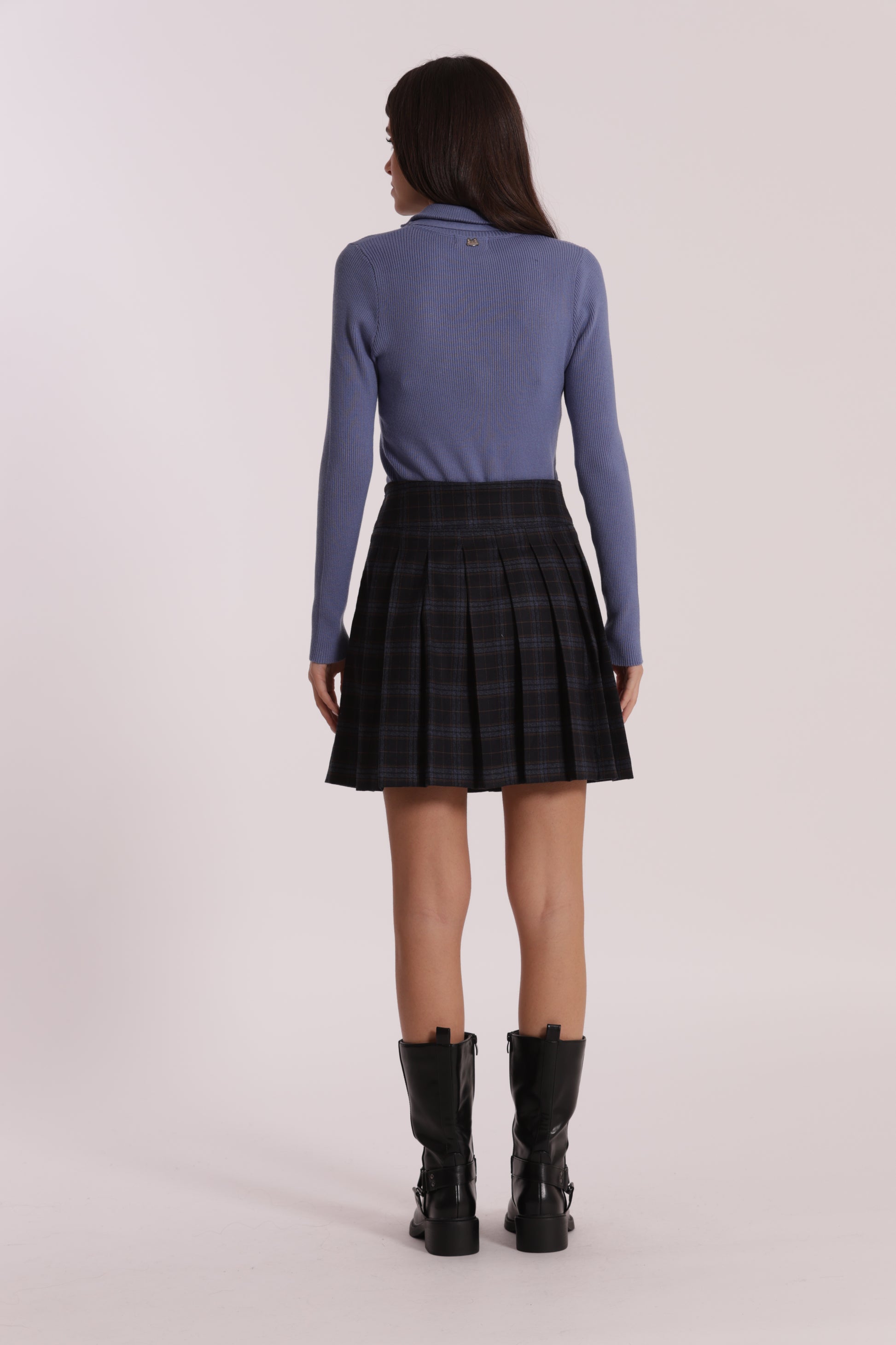 GONNA CORTA PLISSE TESSUTO CHECK