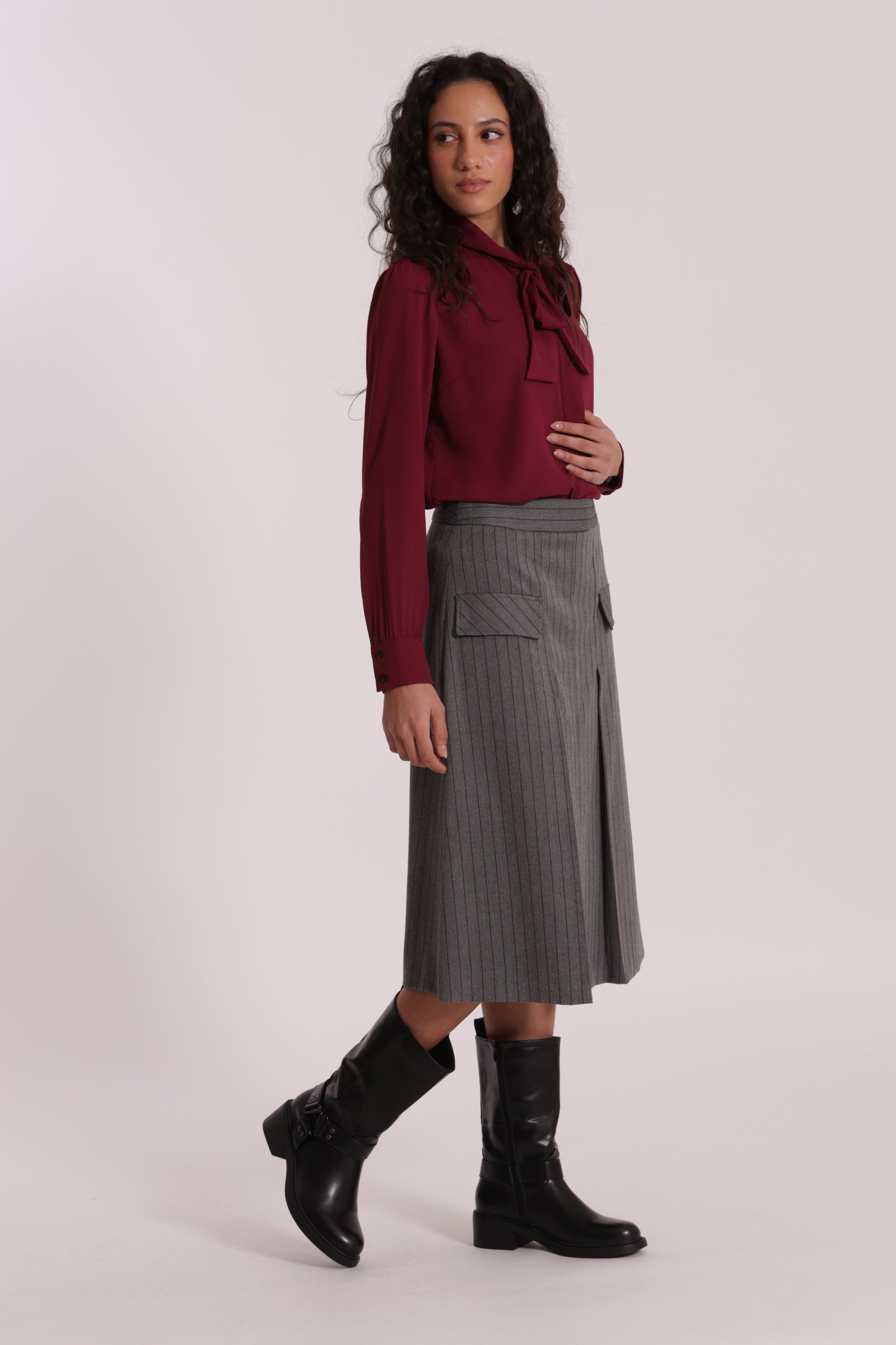 GONNA LONGUETTE IN TESSUTO GESSATO