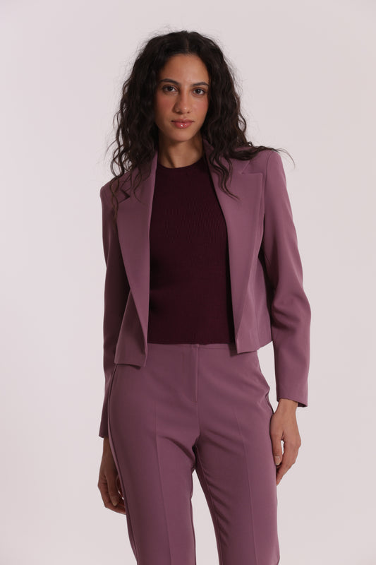 GIACCA CROPPED SENZA BOTTONI IN TESSUTO TECNICO