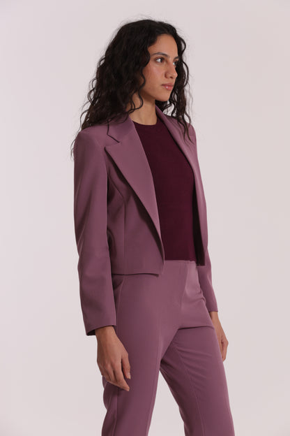 GIACCA CROPPED SENZA BOTTONI IN TESSUTO TECNICO