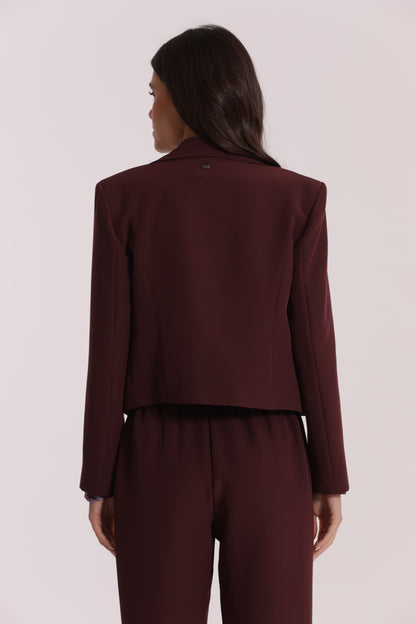 GIACCA CROPPED SENZA BOTTONI IN TESSUTO TECNICO