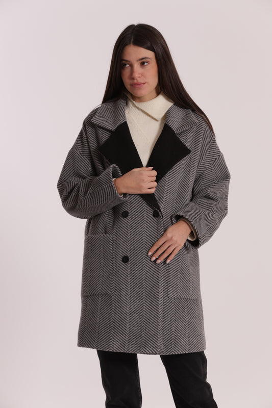 CAPPOTTO OVER TESSUTO SPIGATO