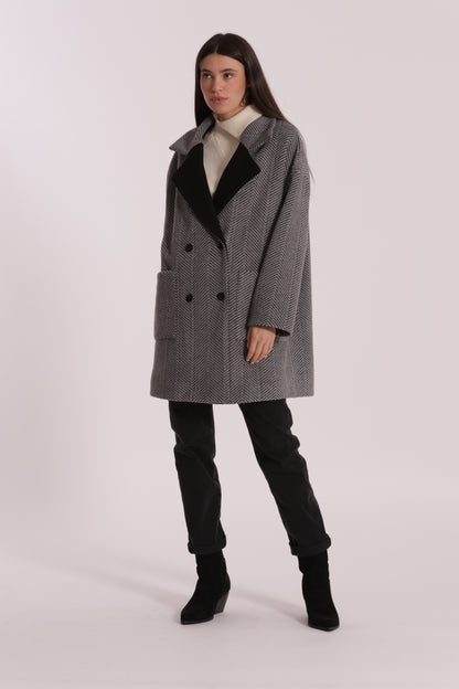 CAPPOTTO OVER TESSUTO SPIGATO