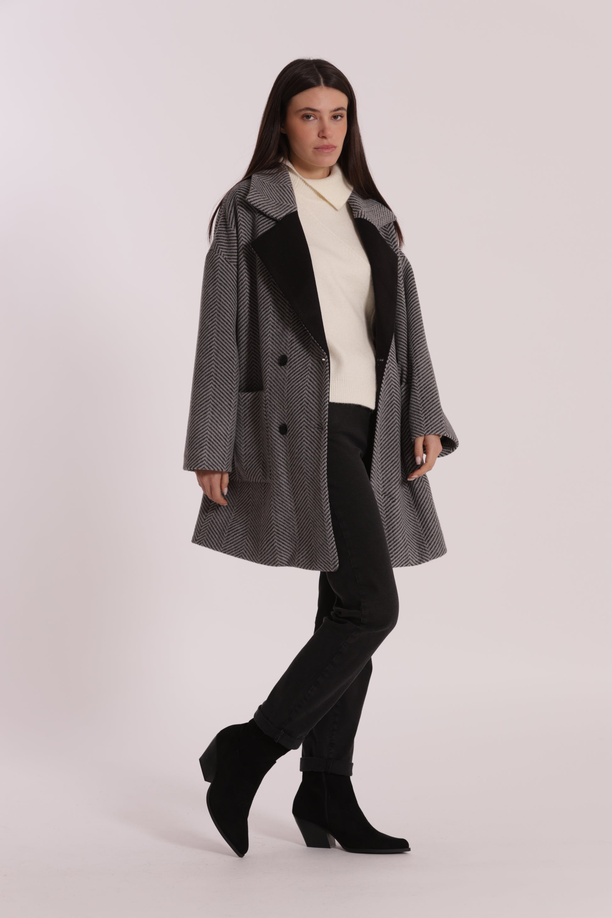 CAPPOTTO OVER TESSUTO SPIGATO
