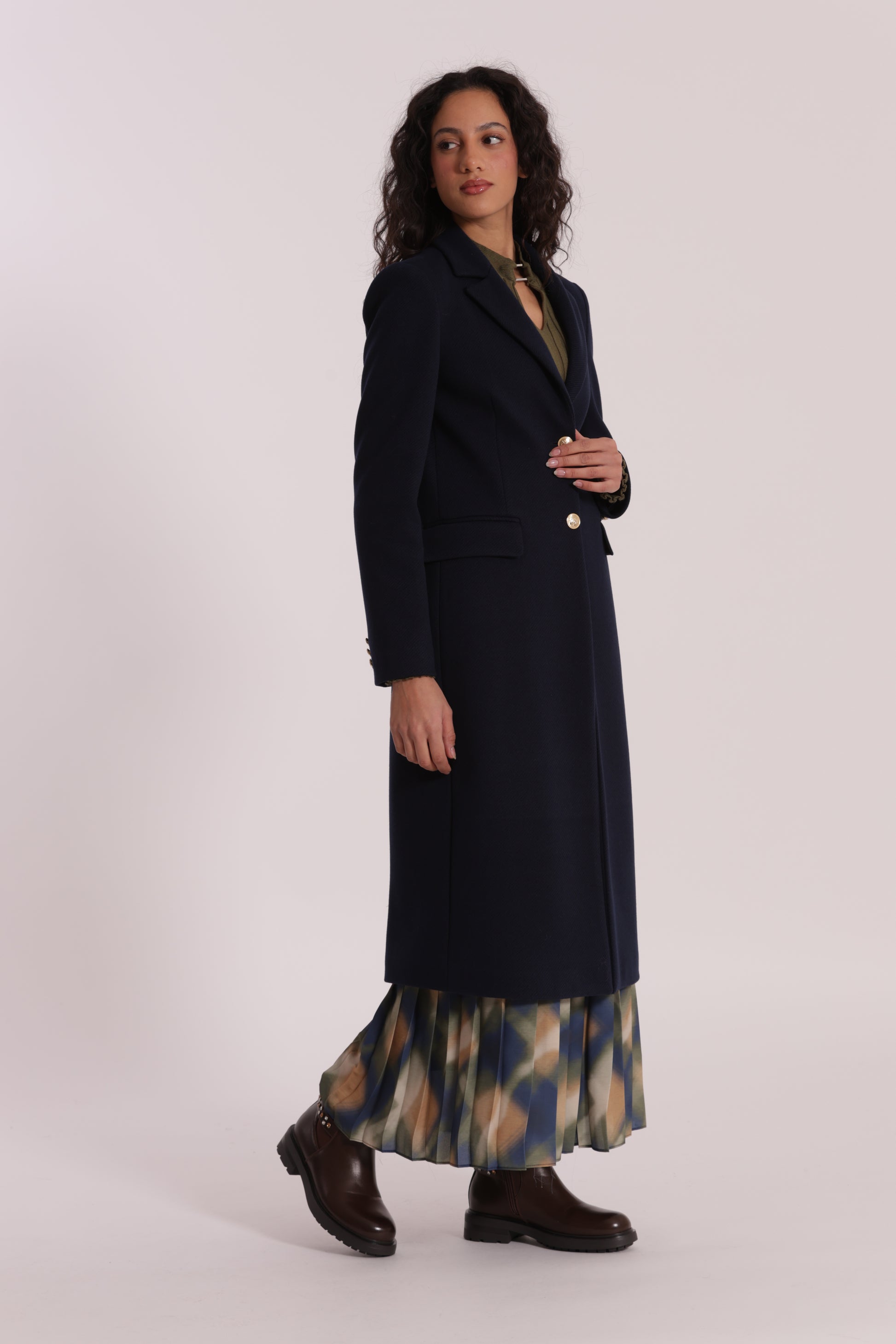 CAPPOTTO LUNGO TESSUTO DIAGONALE