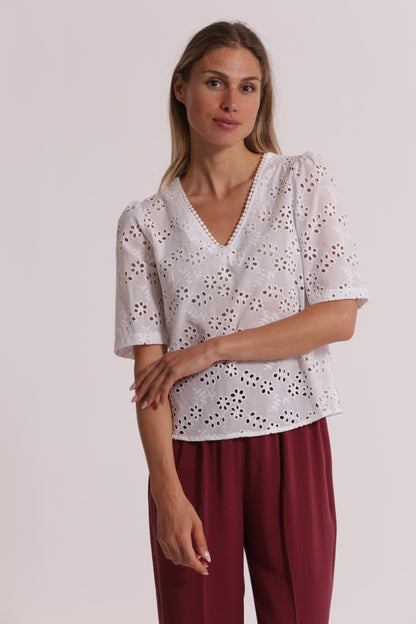 BLUSA SCOLLO A V IN SANGALLO