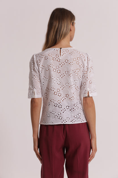 BLUSA SCOLLO A V IN SANGALLO