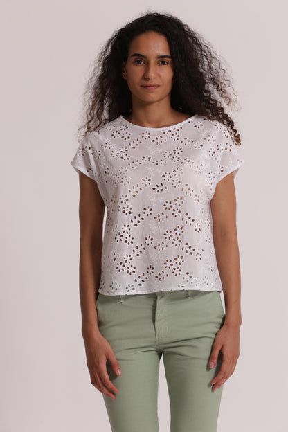 BLUSA SCOLLO TONDO IN SANGALLO