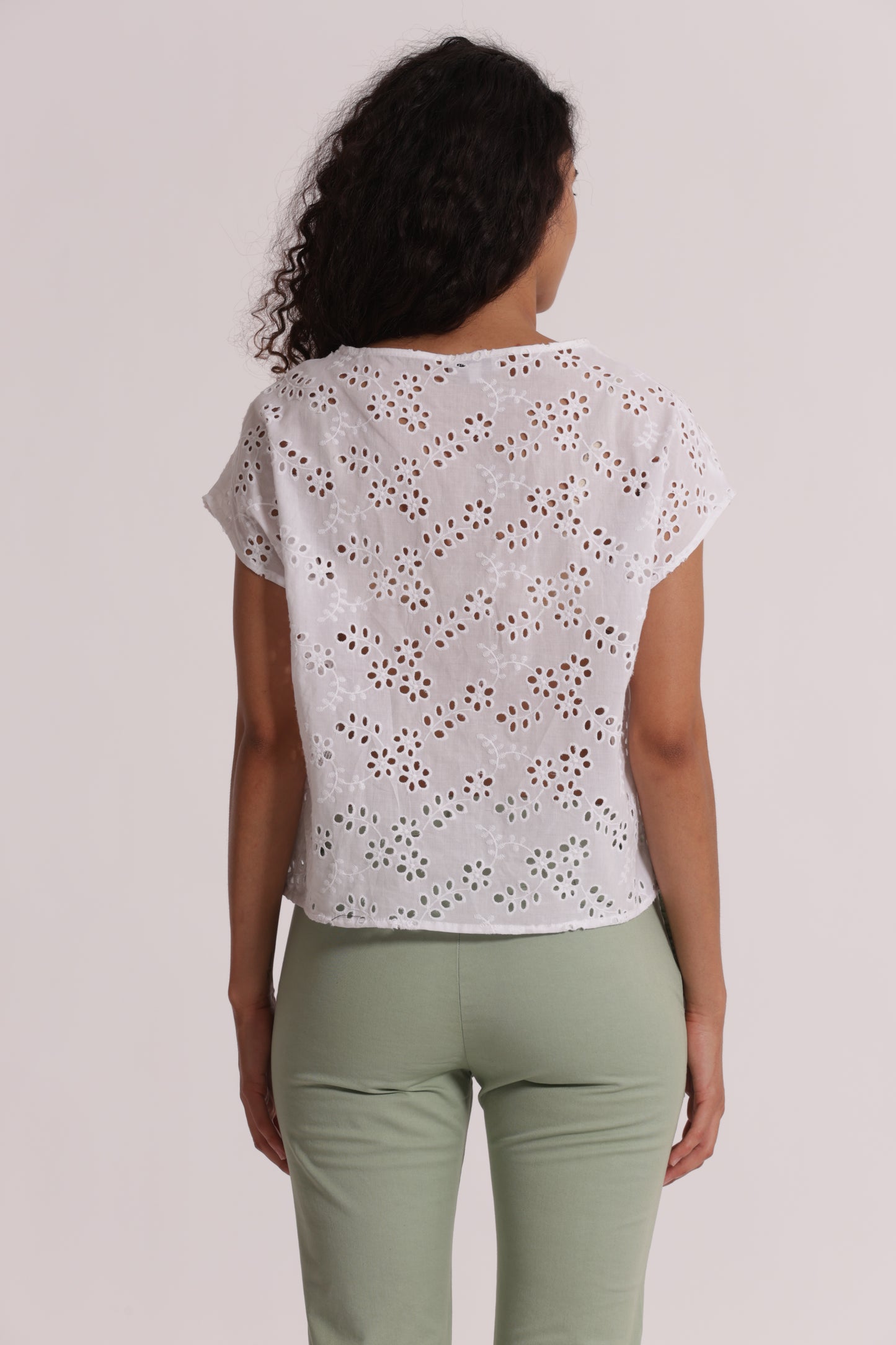 BLUSA SCOLLO TONDO IN SANGALLO