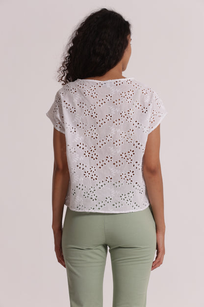 BLUSA SCOLLO TONDO IN SANGALLO