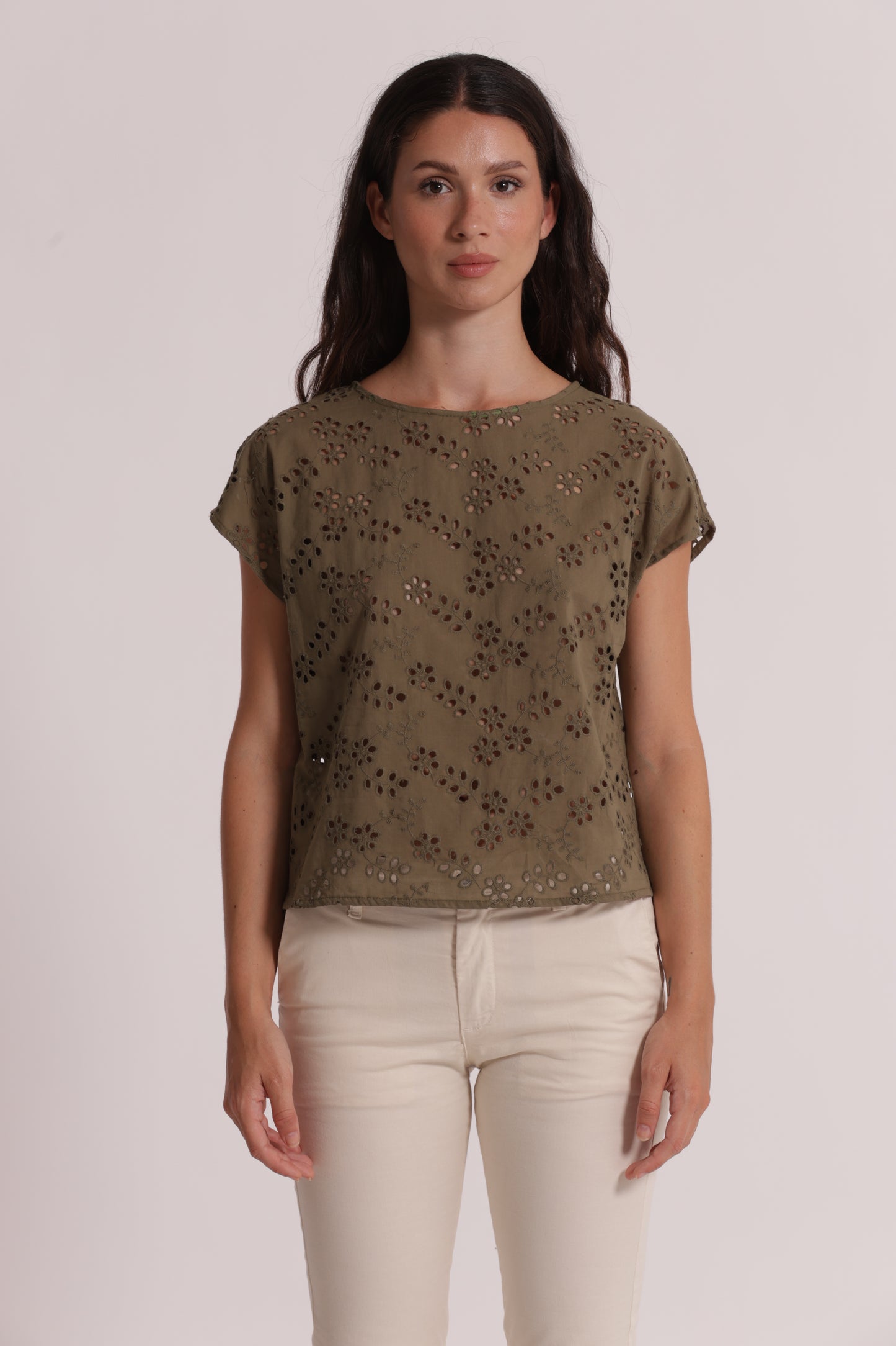 BLUSA SCOLLO TONDO IN SANGALLO