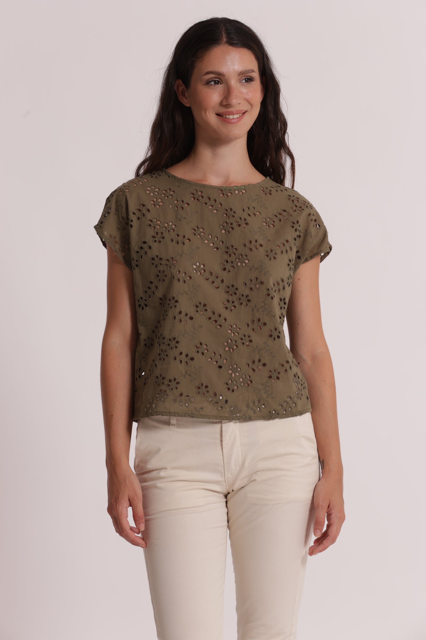 BLUSA SCOLLO TONDO IN SANGALLO