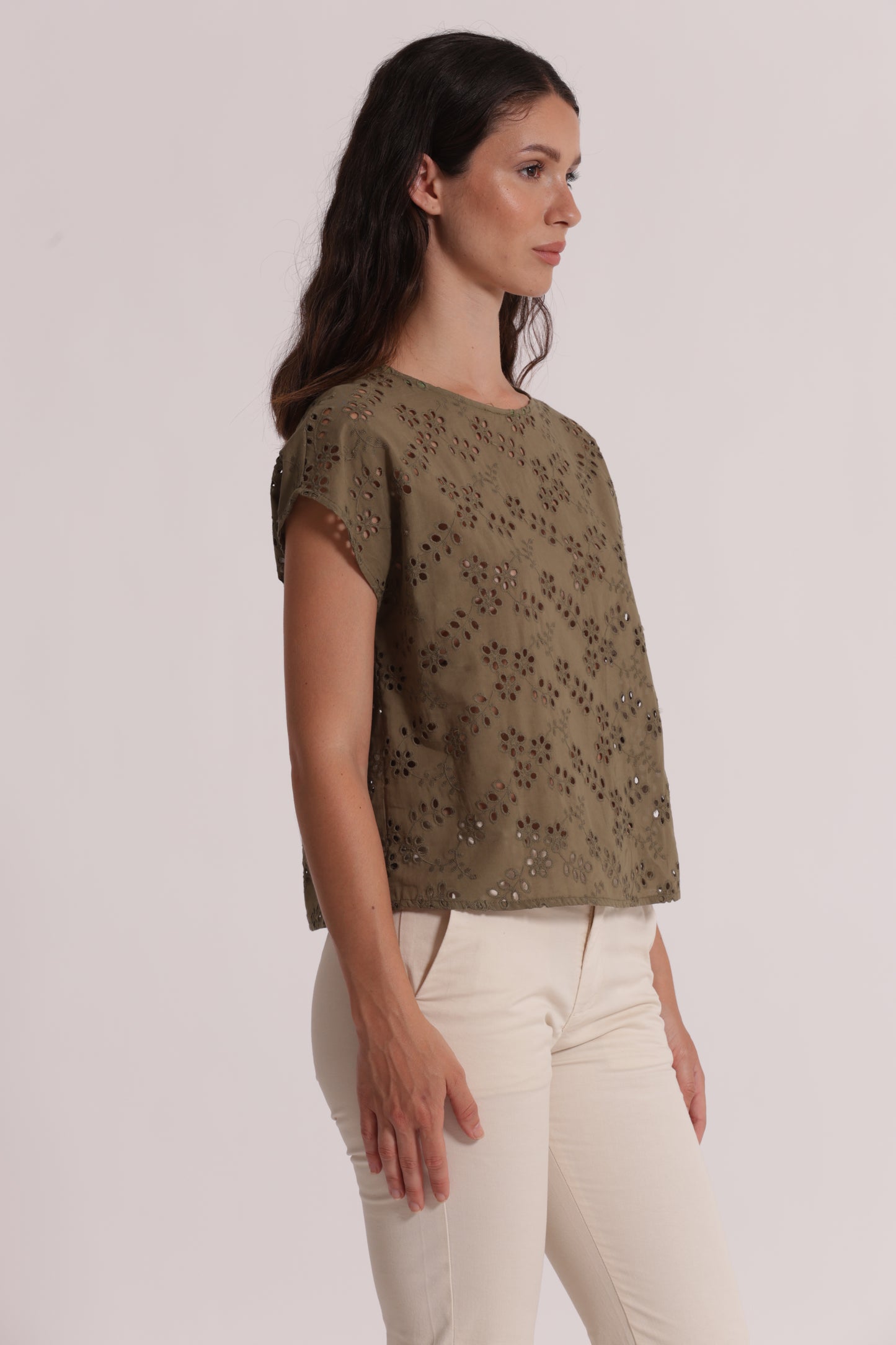 BLUSA SCOLLO TONDO IN SANGALLO