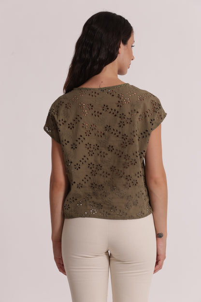 BLUSA SCOLLO TONDO IN SANGALLO
