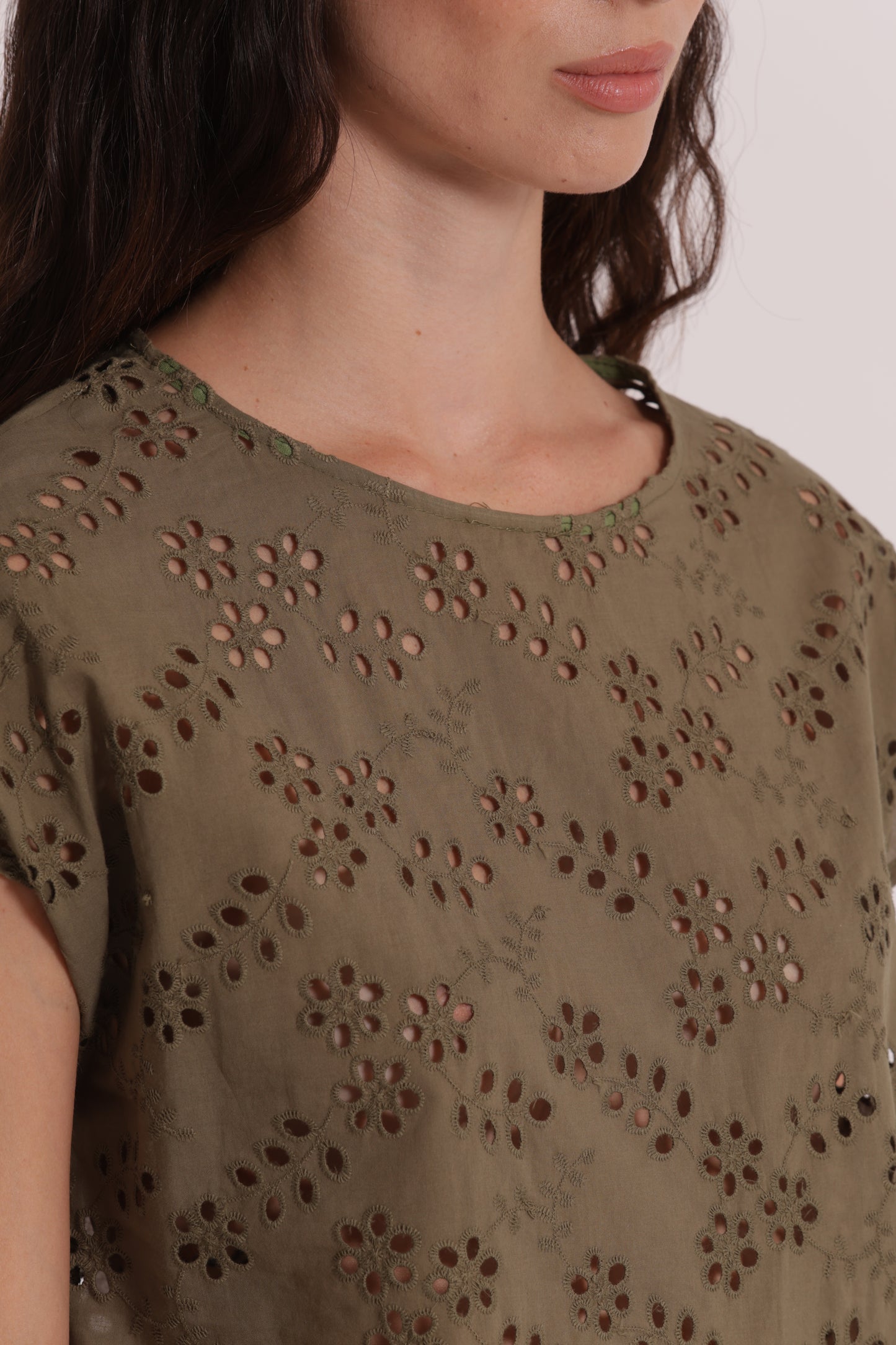 BLUSA SCOLLO TONDO IN SANGALLO