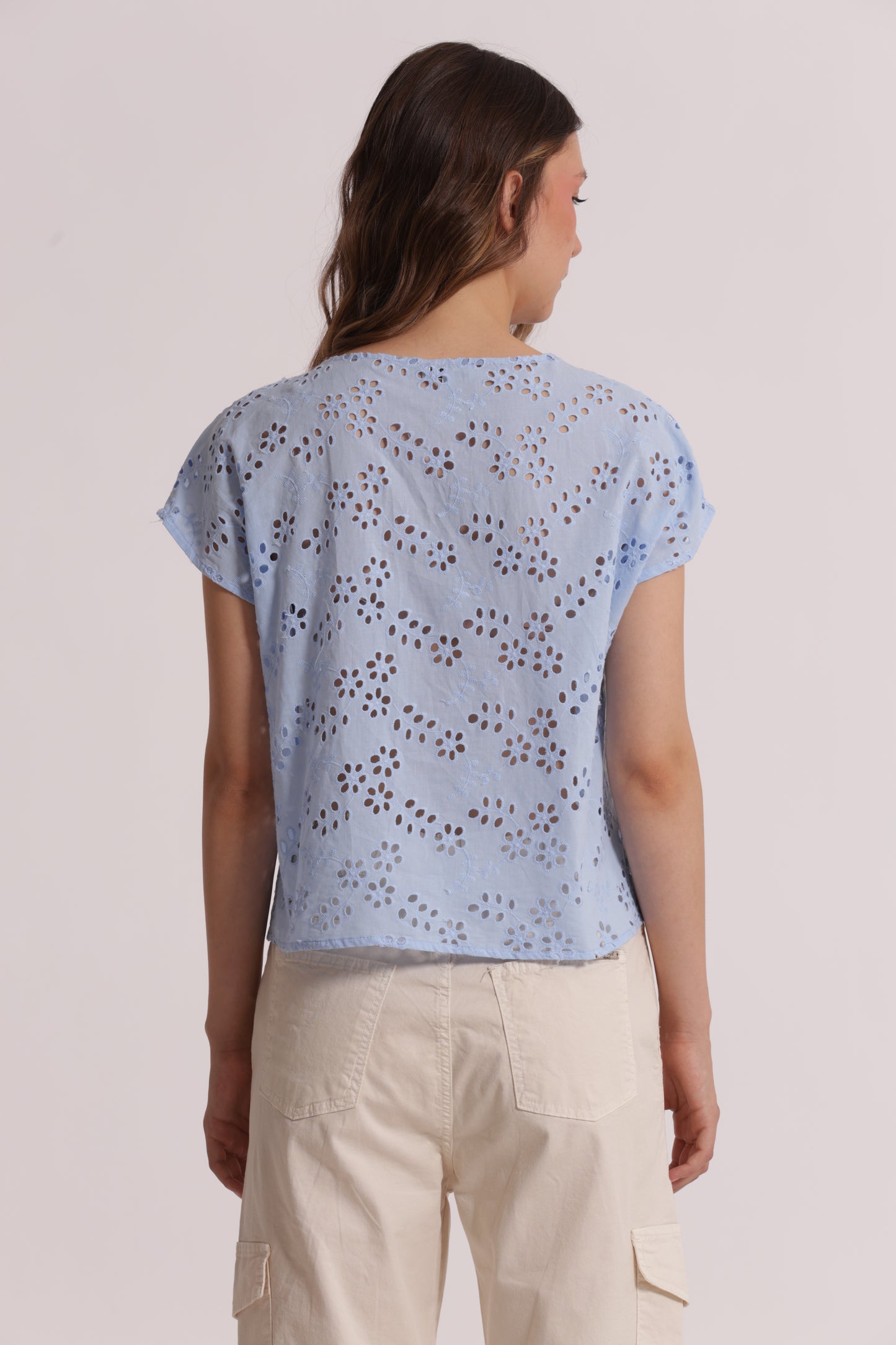 BLUSA SCOLLO TONDO IN SANGALLO