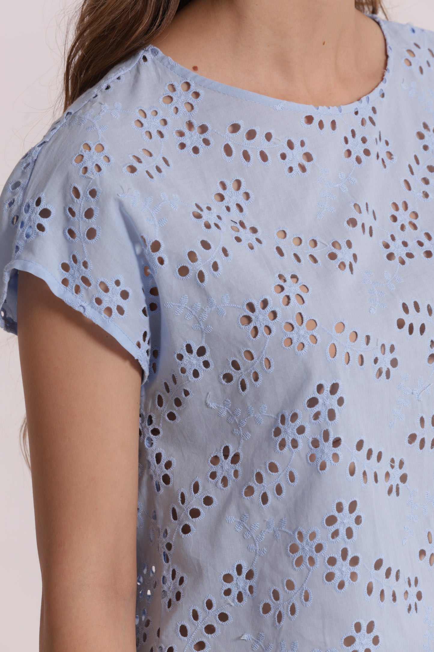 BLUSA SCOLLO TONDO IN SANGALLO