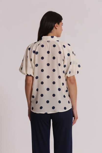 BLUSA CON MANICHE A PALLONCINO FANTASIA POIS