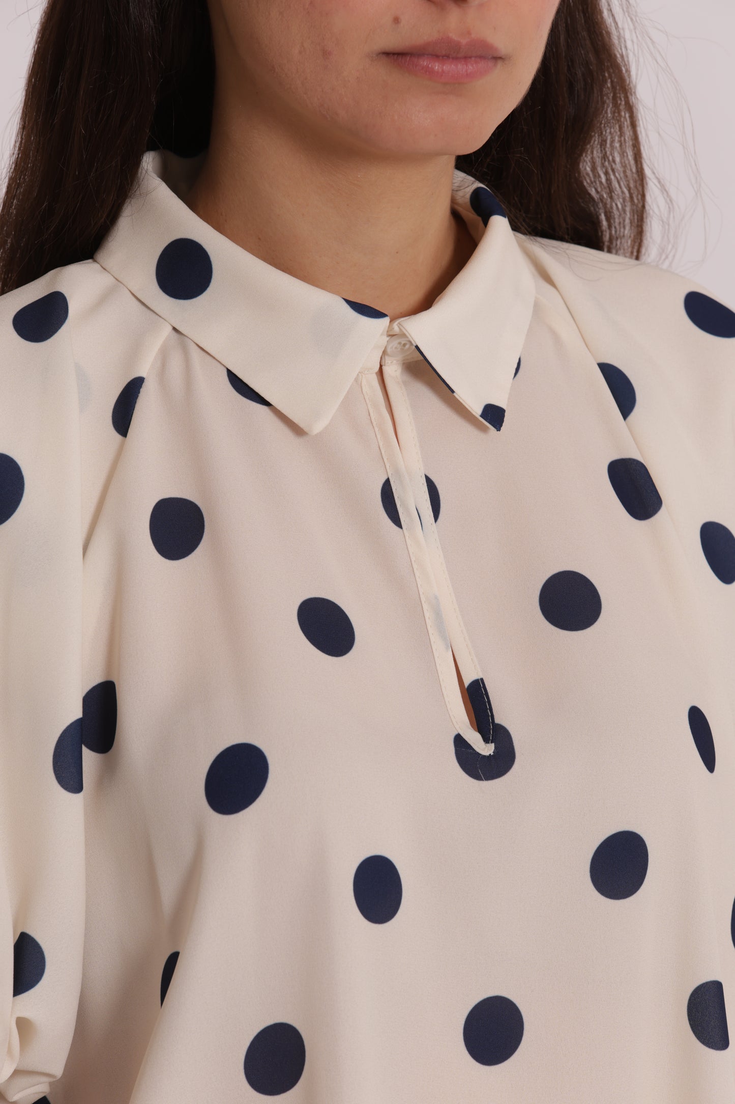 BLUSA CON MANICHE A PALLONCINO FANTASIA POIS