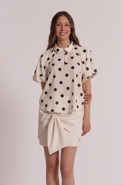 BLUSA CON MANICHE A PALLONCINO FANTASIA POIS