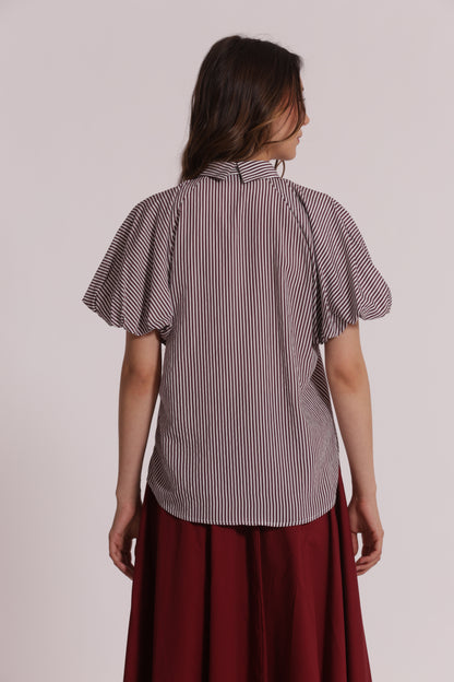 BLUSA CON MANICHE A PALLONCINO A RIGHE