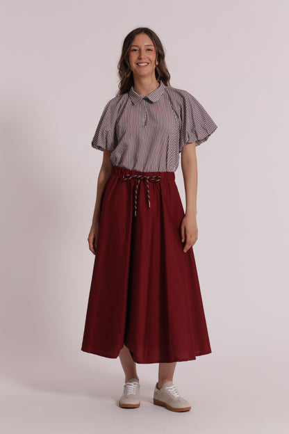 BLUSA CON MANICHE A PALLONCINO A RIGHE