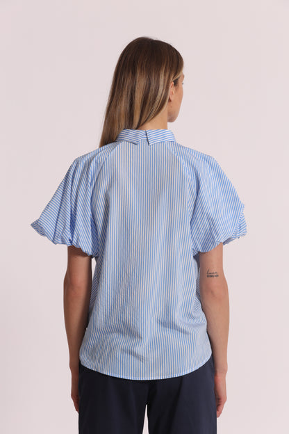 BLUSA CON MANICHE A PALLONCINO A RIGHE