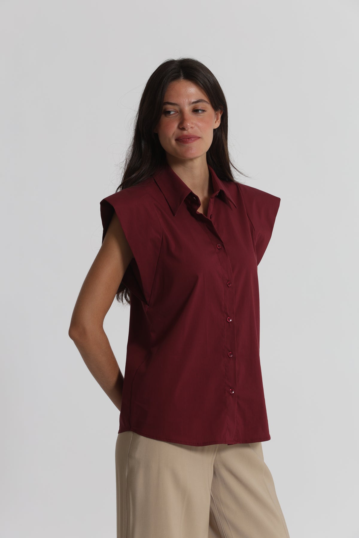 CAMICIA IN COTONE CON MANICA ALETTA