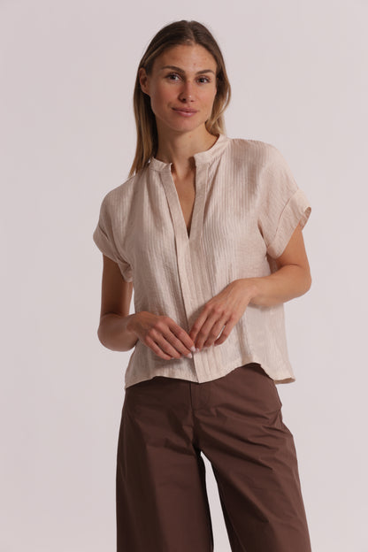 BLUSA CON COLLO ALLA COREANA IN CREPONNE