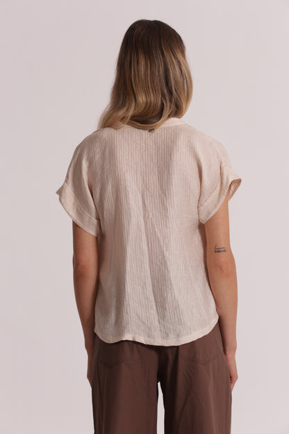 BLUSA CON COLLO ALLA COREANA IN CREPONNE