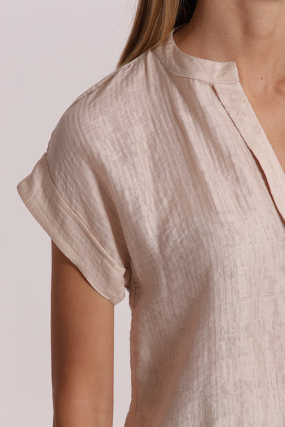 BLUSA CON COLLO ALLA COREANA IN CREPONNE