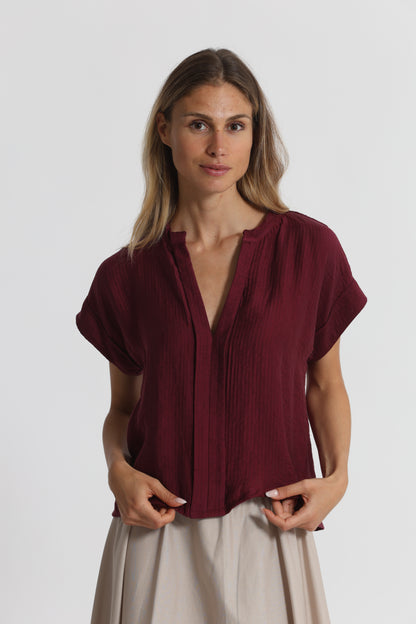 BLUSA CON COLLO ALLA COREANA IN CREPONNE