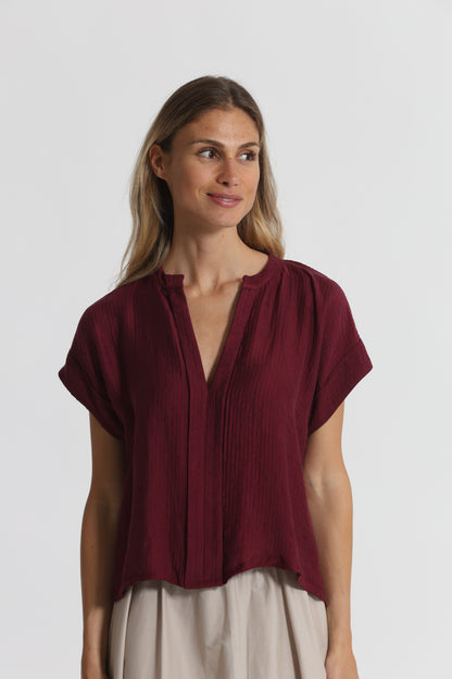 BLUSA CON COLLO ALLA COREANA IN CREPONNE