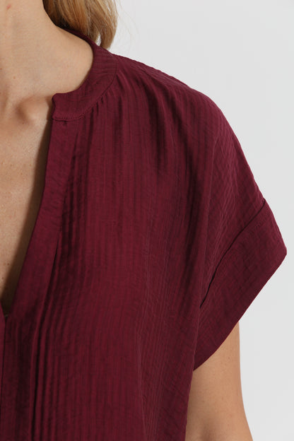 BLUSA CON COLLO ALLA COREANA IN CREPONNE