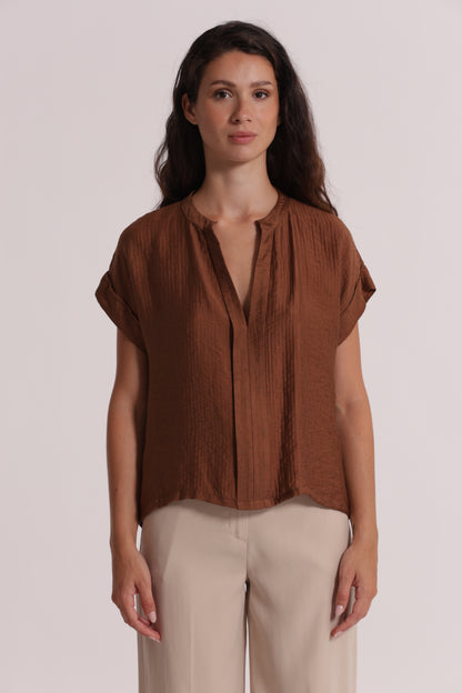 BLUSA CON COLLO ALLA COREANA IN CREPONNE