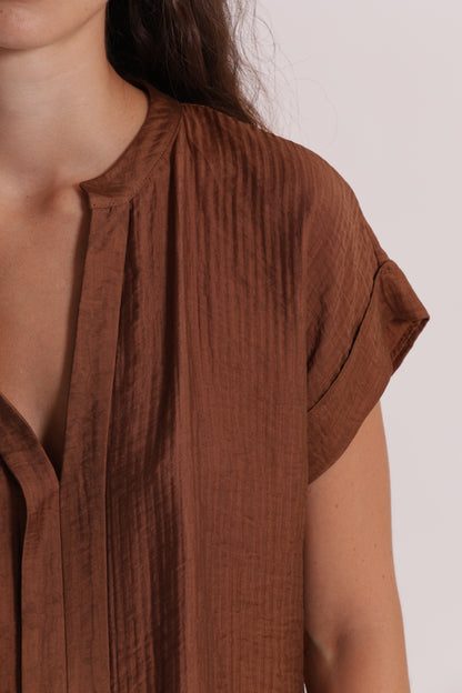 BLUSA CON COLLO ALLA COREANA IN CREPONNE