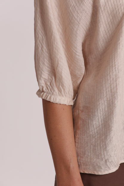 BLUSA OVER IN CREPONNE SCOLLO TONDO E MANICHE 3/4