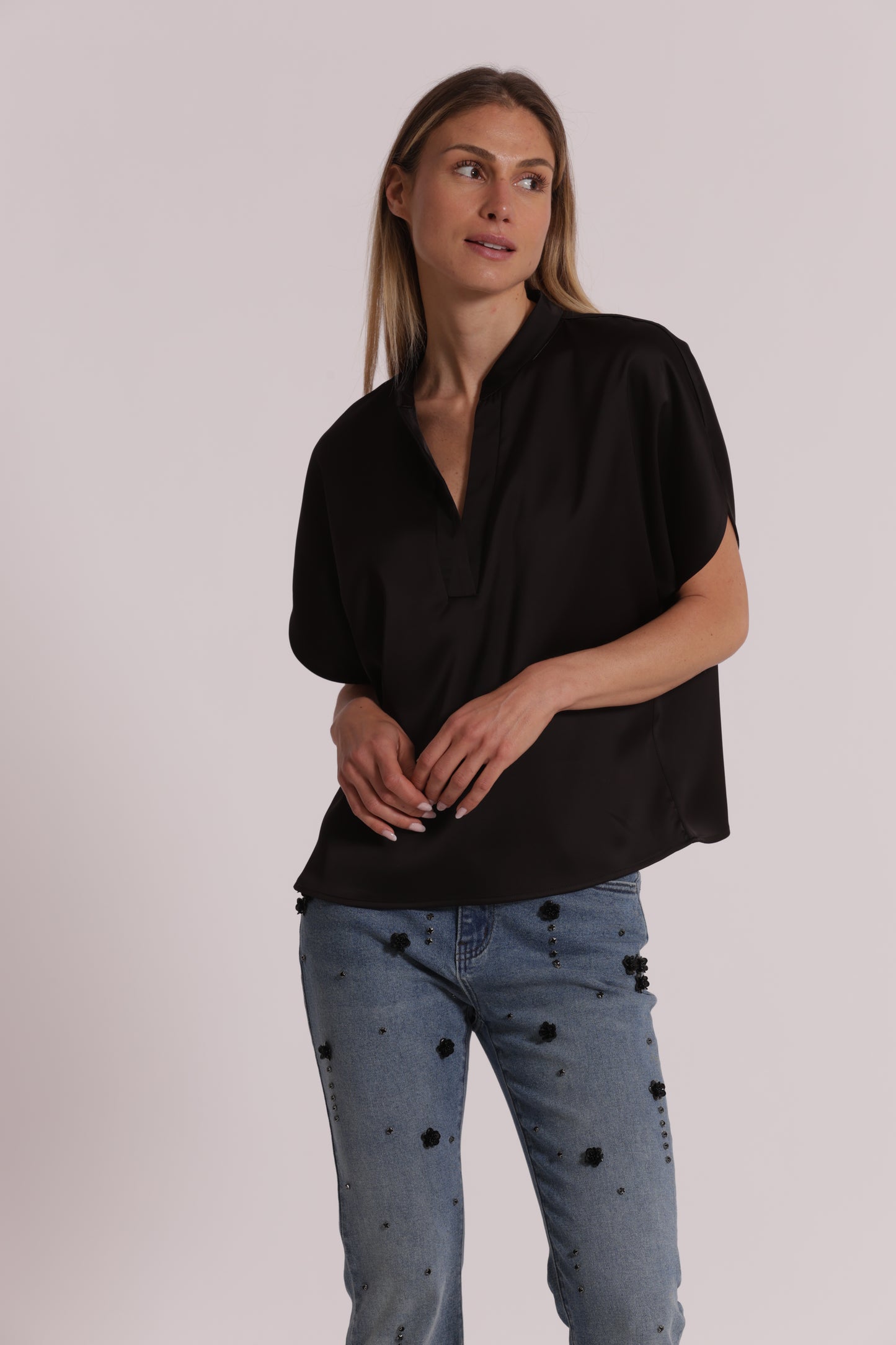 BLUSA MEZZE MANICHE A TULIPANO