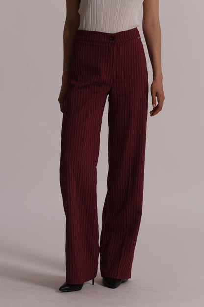 PANTALONE PALAZZO CON ELASTICO DIETRO A RIGHE