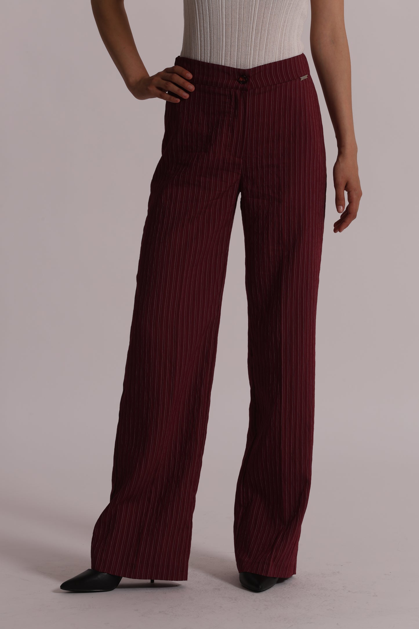 PANTALONE PALAZZO CON ELASTICO DIETRO A RIGHE