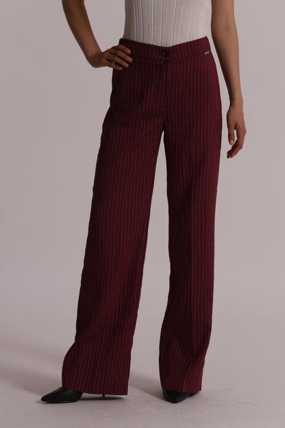 PANTALONE PALAZZO CON ELASTICO DIETRO A RIGHE