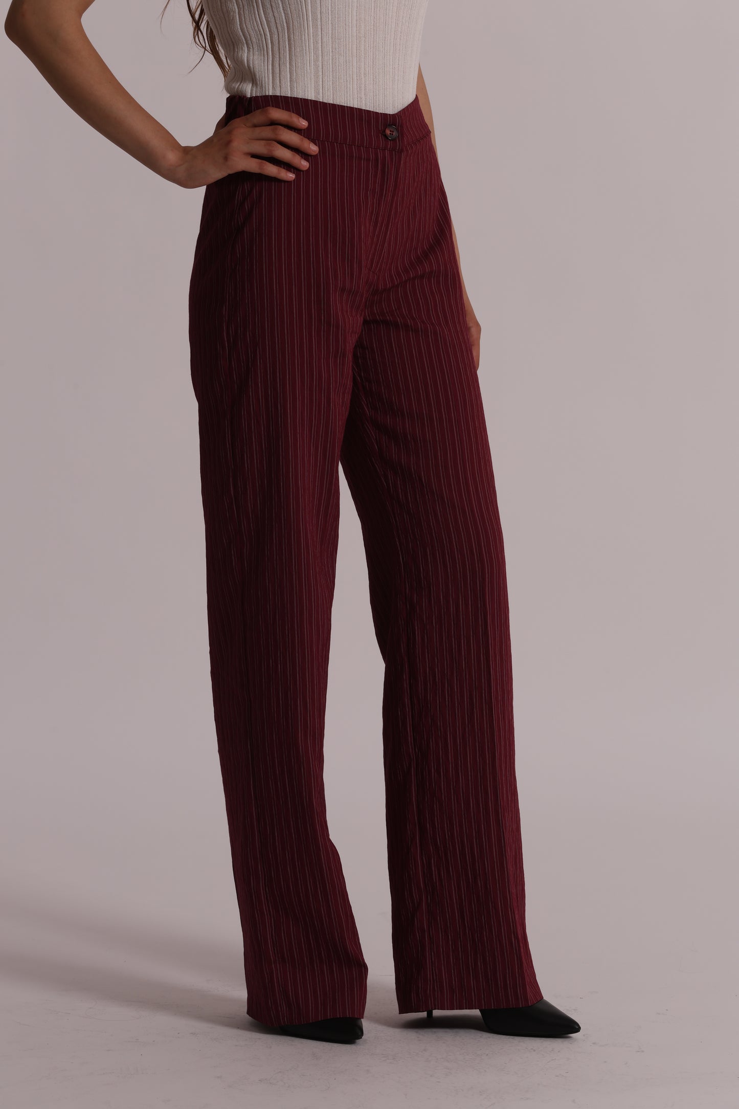 PANTALONE PALAZZO CON ELASTICO DIETRO A RIGHE